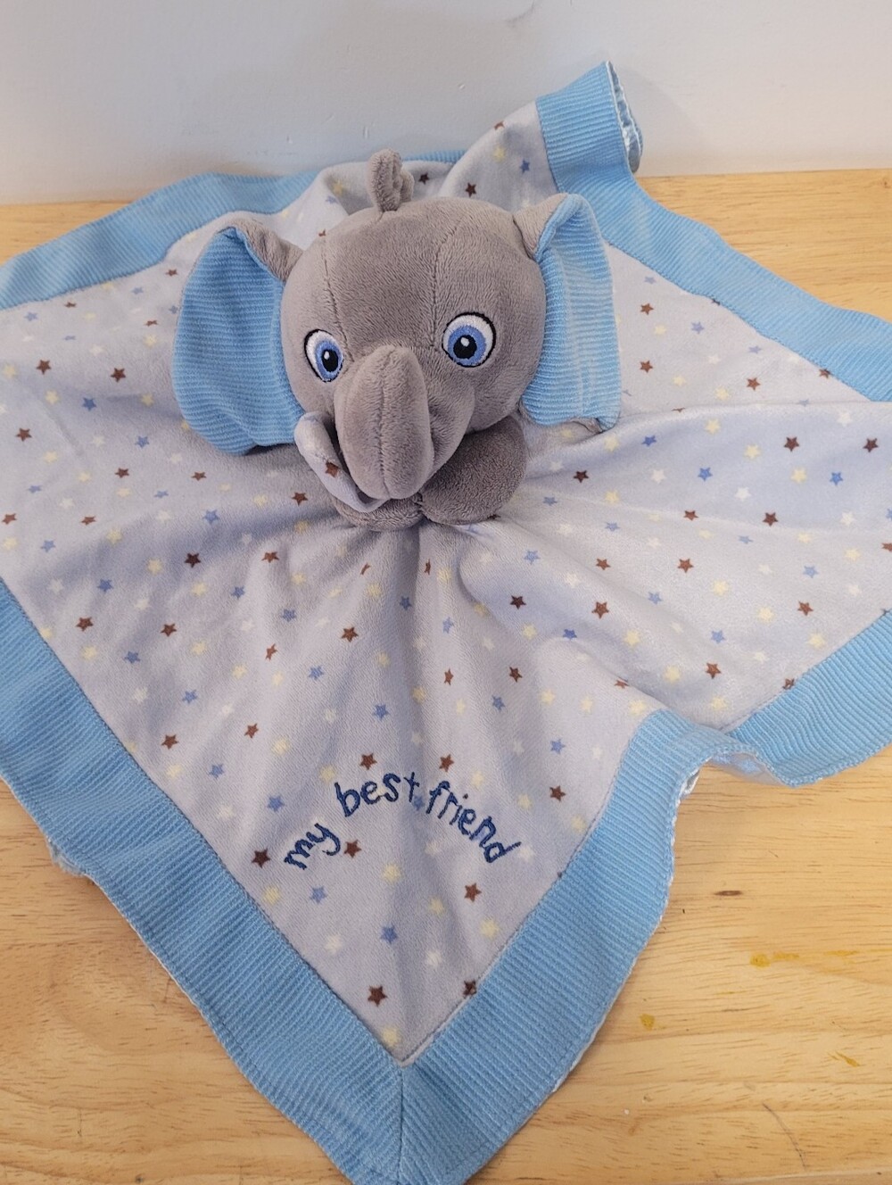 Garanimals Elephant My Best Friend Lovey Security Blanket Stars Blue Gray- AS IS